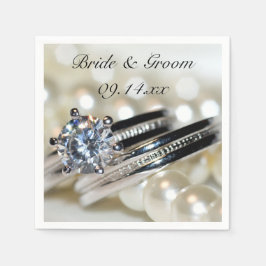 Servilleta De Papel Rings and White Pearls Boda