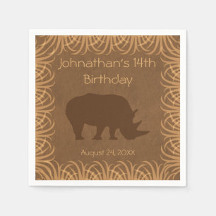 Servilleta De Papel Rinoceronte del tema del safari personalizado
