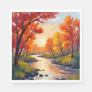 Servilleta De Papel Río de Otoño Aquarela de Foliaje Otoñal Naturale