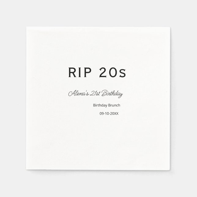 Servilleta De Papel RIP 2002 cumpleaños 21 simple fecha mínima de brun (Anverso)