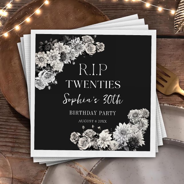 Servilleta De Papel Rip floral 20's 30th Birthday Fiesta Napkins (Subido por el creador)