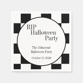 Servilleta De Papel RIP Halloween Black and White Check Party