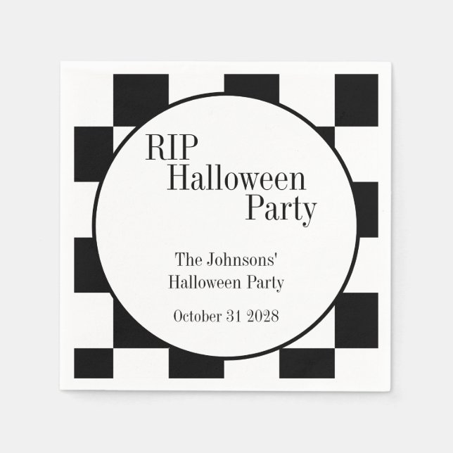 Servilleta De Papel RIP Halloween Black and White Check Party (Anverso)