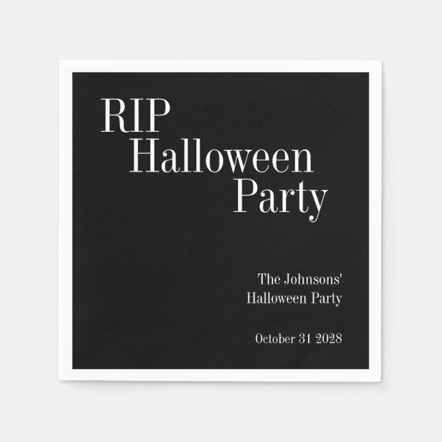 Servilleta De Papel RIP Halloween Party Black and White (Anverso)