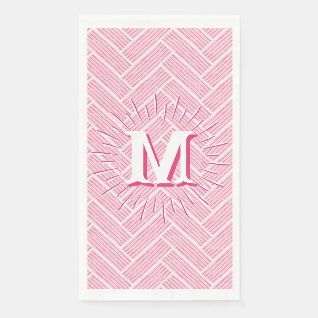 Servilleta De Papel Ripple Herringbone in Pink Personalized (Anverso)