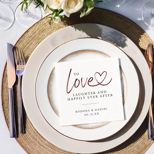 Servilleta De Papel Risas De Amor Modernas Feliz Desde El Boda (Modern Love Laughter Happily Ever After Wedding Napkins)
