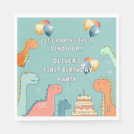 Servilleta De Papel Roar Like a Dinosaur Boy 1st Birthday Party 