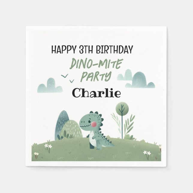 Servilleta De Papel Roarsome Dino Birthday  (Anverso)