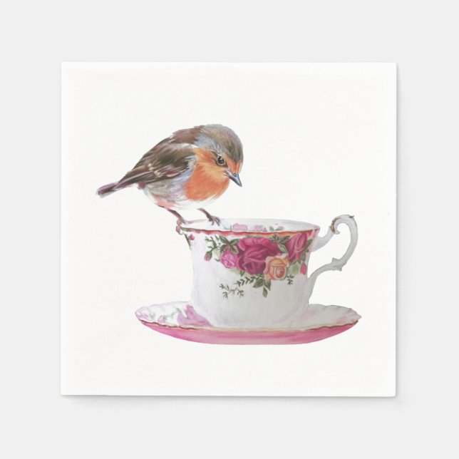 Servilleta De Papel Robin en un servicio de té (Anverso)