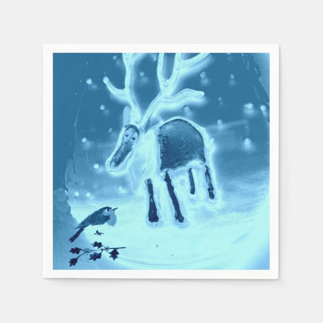 Servilleta De Papel Robin reno en la nieve (Anverso)