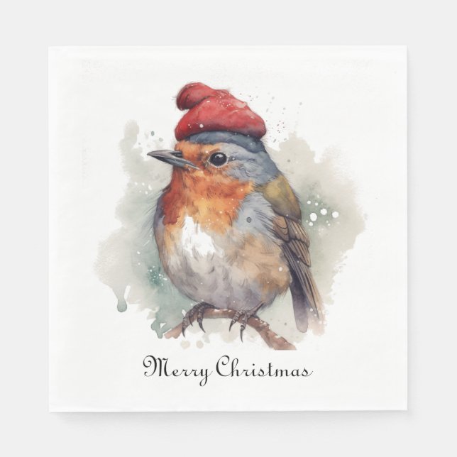 Servilleta De Papel Robin Winter Delight, personalizado (Anverso)