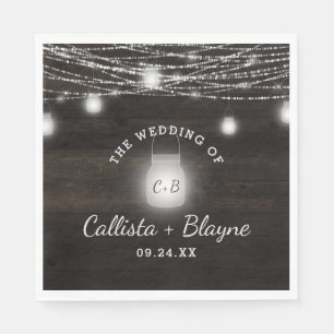 Servilleta De Papel Roble Rustico Madera Frasco de Cemento Boda Monogr