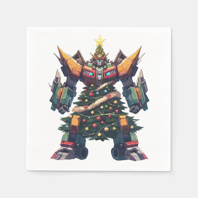 Servilleta De Papel Robot artificial del árbol de Navidad (Anverso)