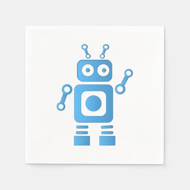 Servilleta De Papel Robot retro azul (Anverso)