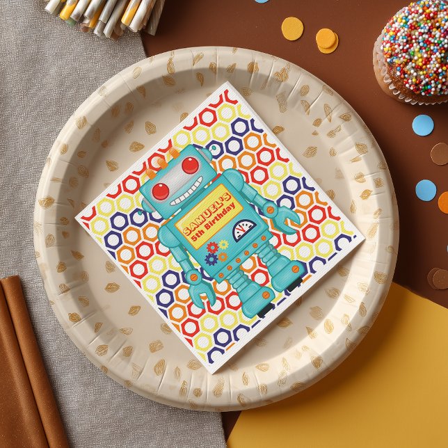 Servilleta De Papel Robot Themed Party (You'll go nuts and bolts for this ultra cool robot party napkin )