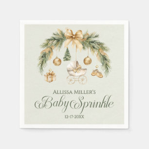 Servilleta De Papel Rocío de bebé de invierno con greenery de acuarela
