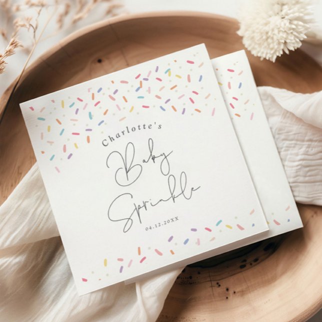 Servilleta De Papel Rocios de arcoiris cortos Bebé Sprinkle Shower (Cure Rainbow Sprinkle Baby Sprinkle Shower Party Napkins.)