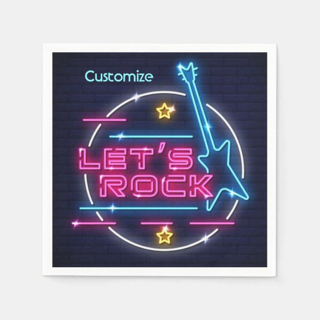 Servilleta De Papel Rock Retro Neon (Anverso)