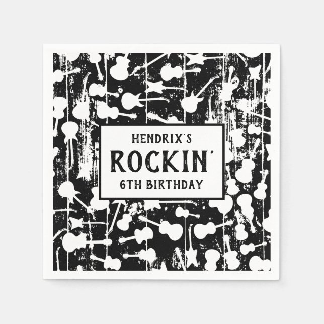 Servilleta De Papel Rock & Roll Guitar Birthday Party Napkins (Anverso)