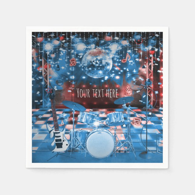 Servilleta De Papel ROCK STAR Birday Musical Dance Fiesta (Anverso)