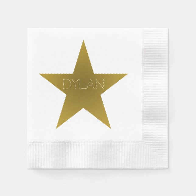 Servilleta De Papel Rock Star Birday Party Napkins Blue Gold (Anverso)