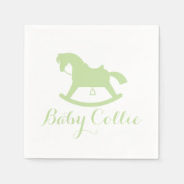 Servilleta De Papel Rocke Horse Silhouette Baby Shower Napkins Green