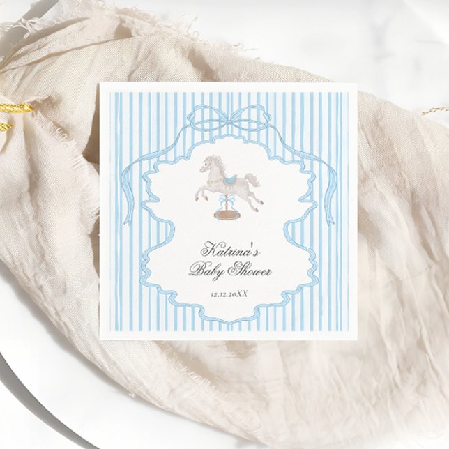 Servilleta De Papel Rocking Horse Blue Boy Baby Shower (Subido por el creador)