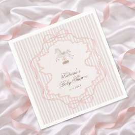 Servilleta De Papel Rocking Horse Blush Pink Girl Baby Shower