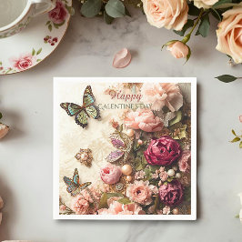 Servilleta De Papel Rococo Butterfly Garden Galentine Floral Elegance