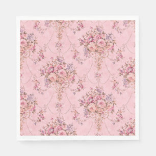 Servilleta De Papel Rococo floral de estilo victoriano rosa antiguo fr