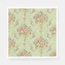 Rococo floral de estilo victoriano verde sabio fra