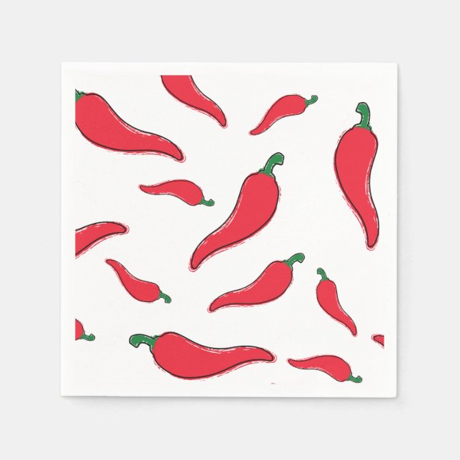 Servilleta De Papel Rode chili, cayennepeper patroon. Spaanse pepers (Anverso)
