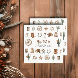 Servilleta De Papel Rodeo de Cowboy Azul primer cumpleaños Wild West