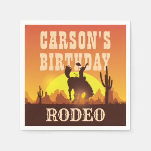 Servilleta De Papel Rodeo de Cumpleaños Vaquero, Oeste Salvaje, Feliz