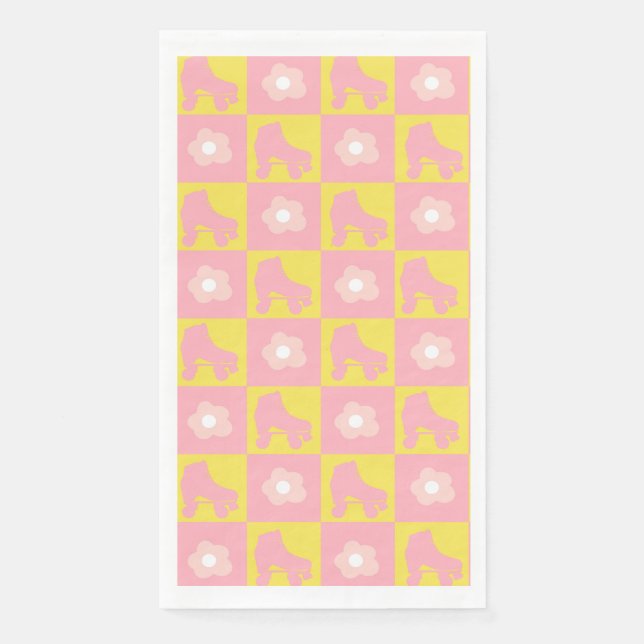 Servilleta De Papel Rodillo amarillo rosado con patineta derby (Anverso)
