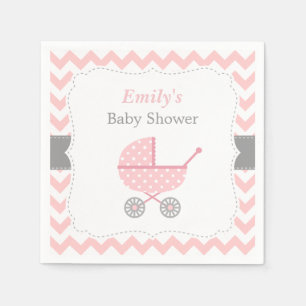 Servilleta De Papel Rodillo rosa Chevron Bebé Chica Ducha Nápoles