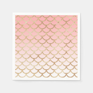 Servilleta De Papel Rojizo femenino rosa y dorado escamas de sirena br