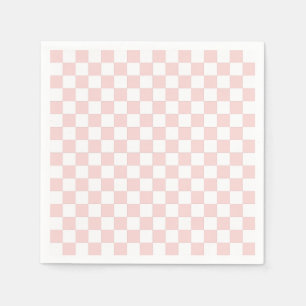 Servilleta De Papel Rojizo Rosa y Cuadros Blancos
