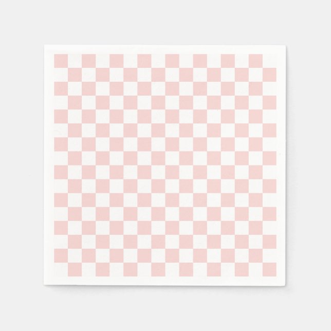 Servilleta De Papel Rojizo Rosa y Cuadros Blancos (Anverso)