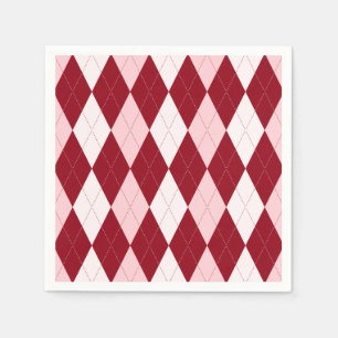 Servilleta De Papel Rojo Argyle Carmesí Rosa Pequeña Forma de Diamante