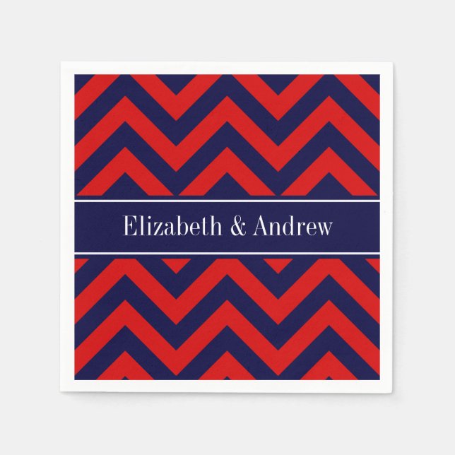 Servilleta De Papel Rojo, Azul de la Marina LG Chevron Nombre azul Mon (Anverso)