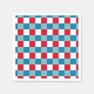 Servilleta De Papel Rojo Blanco Azul Retro Tartán Cuadros 4 de Julio