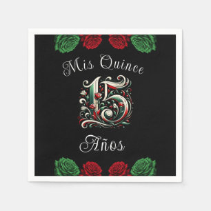 Servilleta De Papel Rojo Blanco Verde Mis Quince Años 15 Quinceañera