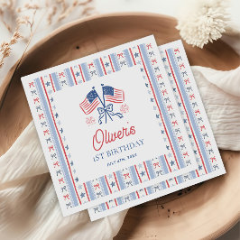 Servilleta De Papel Rojo, Blanco y Azul Cumpleaños 1er 4 de Julio