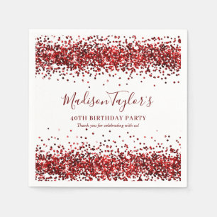 Servilleta De Papel Rojo Burdeos Glitter Sparkle Confeti Cumpleaños
