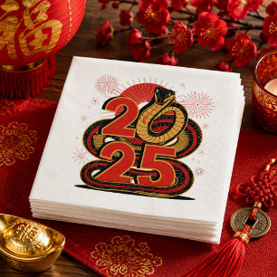 Servilleta De Papel Rojo chino Feliz Año Nuevo Lunar de la Serpiente d