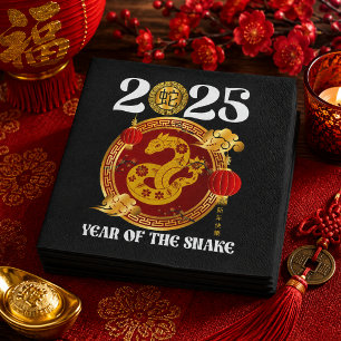Servilleta De Papel Rojo chino Feliz Año Nuevo Lunar de la Serpiente d