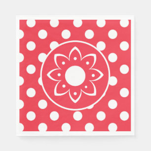 Servilleta De Papel Rojo Con Lunares Blancos