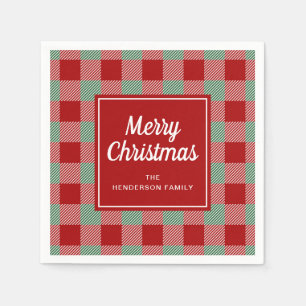 Servilleta De Papel Rojo Escocés Rústico Feliz Navidad