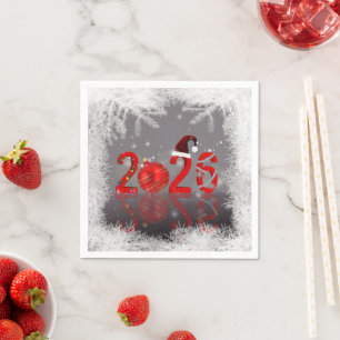 Servilleta De Papel Rojo Feliz Navidad Año Nuevo 2026 Festivo